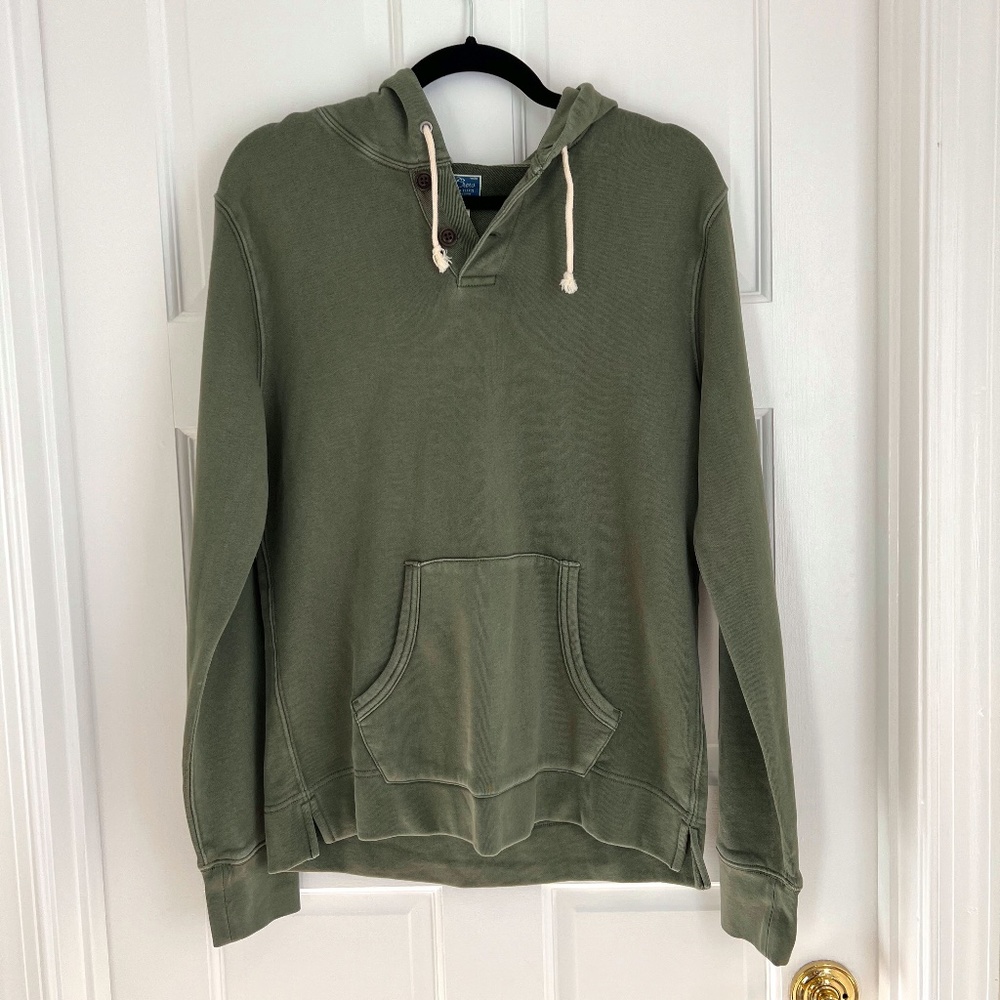 J. Crew | Garment-Died Fleece Henley Hoodie | Cool Cypress | Men's Small